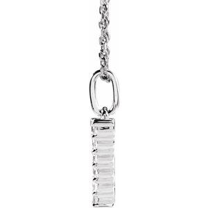 14K White 1/3 CTW Lab-Grown Diamond Initial W 16-18" Necklace-Lab-Grown Diamond-Round