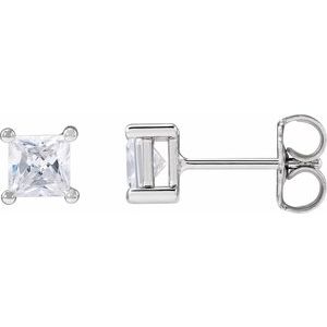 14K White 3.9 mm Square 3/4 CTW Lab-Grown Diamond Earrings-Pair-3.9 X 3.9Mm :: 3/4 Ctw