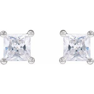 14K White 3.9 mm Square 3/4 CTW Lab-Grown Diamond Earrings-Pair-3.9 X 3.9Mm :: 3/4 Ctw
