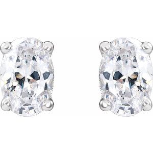 14K White 3/4 CTW Lab-Grown Diamond Stud Earrings-Pair-6 X 4Mm :: 3/4 Ctw