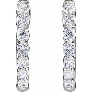 14K White 1/2 CTW Lab-Grown Diamond Hoop Earrings-Round-16 Mm