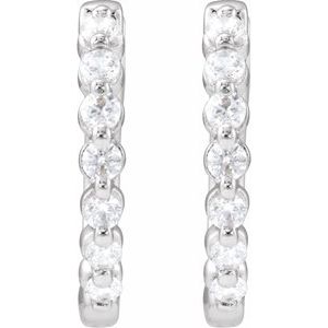 14K White 1/3 CTW Lab-Grown Diamond Hoop Earrings-Round-15.9 Mm