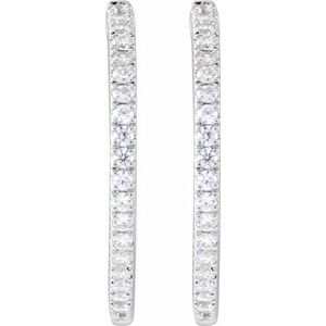 14K White 1/2 CTW Lab-Grown Diamond 22.9 mm Hoop Earrings-Round-22.9 Mm