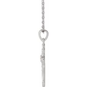 14K White .08 CTW Natural Diamond Vintage-Inspired Cross 16-18" Necklace-Natural Diamond-2Mm :: 0.08 Ctw