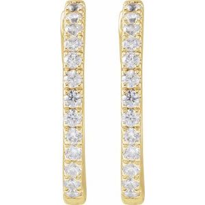 14K Yellow 1/3 CTW Lab-Grown Diamond 16.3 mm Hoop Earrings-Round-16.3 Mm