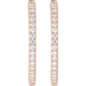 14K Rose 1/2 CTW Lab-Grown Diamond 22.9 mm Hoop Earrings-Round-22.9 Mm