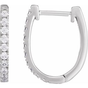 14K White 1/3 CTW Lab-Grown Diamond Hoop Earrings-2 Mm-Lab-Grown Diamond