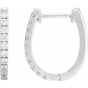 14K White 1/2 CTW Lab-Grown Diamond Hoop Earrings-2 Mm-Lab-Grown Diamond