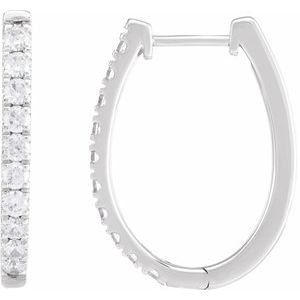 14K White 9/10 CTW Lab-Grown Diamond Hoop Earrings-2.5 Mm-Lab-Grown Diamond