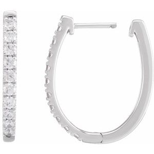 14K White 9/10 CTW Lab-Grown Diamond Hoop Earrings-2.5 Mm-Lab-Grown Diamond