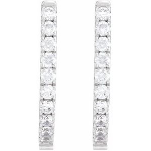 14K White 1/2 CTW Lab-Grown Diamond Hoop Earrings-2 Mm-Lab-Grown Diamond