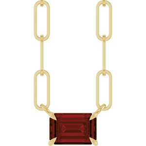 14K Yellow 6x4 mm Natural Mozambique Garnet Solitaire 18" Necklace-Natural Mozambique Garnet-6 X 4 Mm