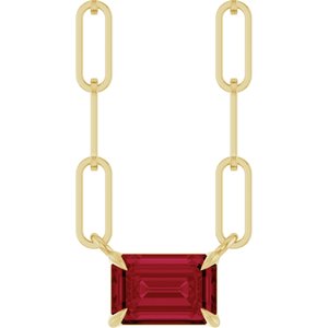 14K Yellow 6x4 mm Lab-Grown Ruby Solitaire 18" Necklace-Lab-Grown Ruby-6 X 4 Mm
