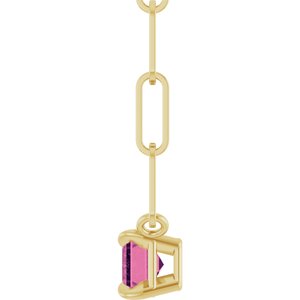 14K Yellow 6x4 mm Natural Pink Tourmaline Solitaire 18" Necklace-Natural Pink Tourmaline-6 X 4 Mm