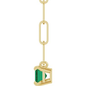 14K Yellow 6x4 mm Lab-Grown Emerald Solitaire 18" Necklace-Lab-Grown Emerald-6 X 4 Mm