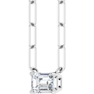 14K White 5/8 CT Lab-Grown Diamond Solitaire 16" Necklace-Lab-Grown Diamond-6 X 4Mm :: 5/8 Ct