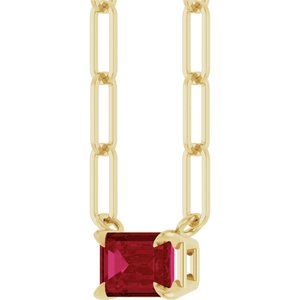 14K Yellow 6x4 mm Lab-Grown Ruby Solitaire 18" Necklace-Lab-Grown Ruby-6 X 4 Mm