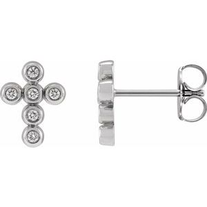 14K White .08 CTW Natural Diamond Cross Earrings-1.2 Mm-14K White