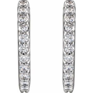 14K White 1/2 CTW Lab-Grown Diamond 13.64 mm Hoop Earrings-Round-13.64 Mm