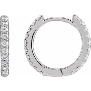 14K White 1/3 CTW Lab-Grown Diamond 12.6 mm Hoop Earrings-Round-12.6 Mm