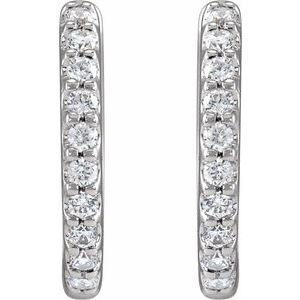 14K White 1/3 CTW Lab-Grown Diamond 12.6 mm Hoop Earrings-Round-12.6 Mm