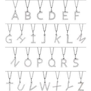 14K White 1/3 CTW Lab-Grown Diamond Initial W 16-18" Necklace-Lab-Grown Diamond-Round