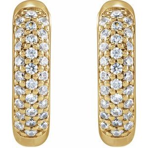 14K Yellow 1/4 CTW Lab-Grown Diamond 12 mm Hinged Hoop Earrings-Round-12 Mm