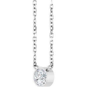 14K White 1/5 CT Natural Diamond 16-18" Necklace-Natural Diamond-4Mm :: 1/5 Ct