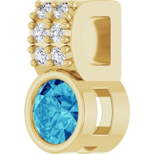 14K Yellow Natural Blue Zircon & .04 CTW Natural Diamond Pendant-Natural Blue Zircon-4Mm :: 0.04 Ctw