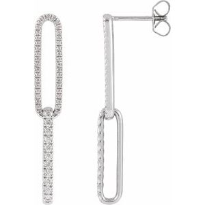 14K White 1/2 CTW Lab-Grown Diamond Elongated Link Earrings-1.4 Mm-14K White