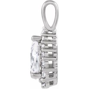 14K White 1 1/2 CTW Lab-Grown Diamond Halo-Style Pendant-Lab-Grown Diamond-8 X 5.5Mm :: 1 1/2 Ctw