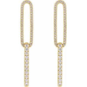 14K Yellow 1/2 CTW Lab-Grown Diamond Elongated Link Earrings-1.4 Mm-14K Yellow