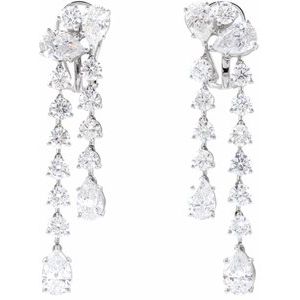 14K White 9 1/2 CTW Lab-Grown Diamond Dangle Earrings-Pair-8 X 5Mm :: 9 1/2 Ctw