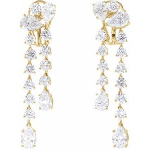 14K Yellow 9 1/2 CTW Lab-Grown Diamond Dangle Earrings-Pair-8 X 5Mm :: 9 1/2 Ctw