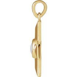 14K Yellow Natural White Opal Gratitude Cross Pendant-Natural White Opal-4 Mm