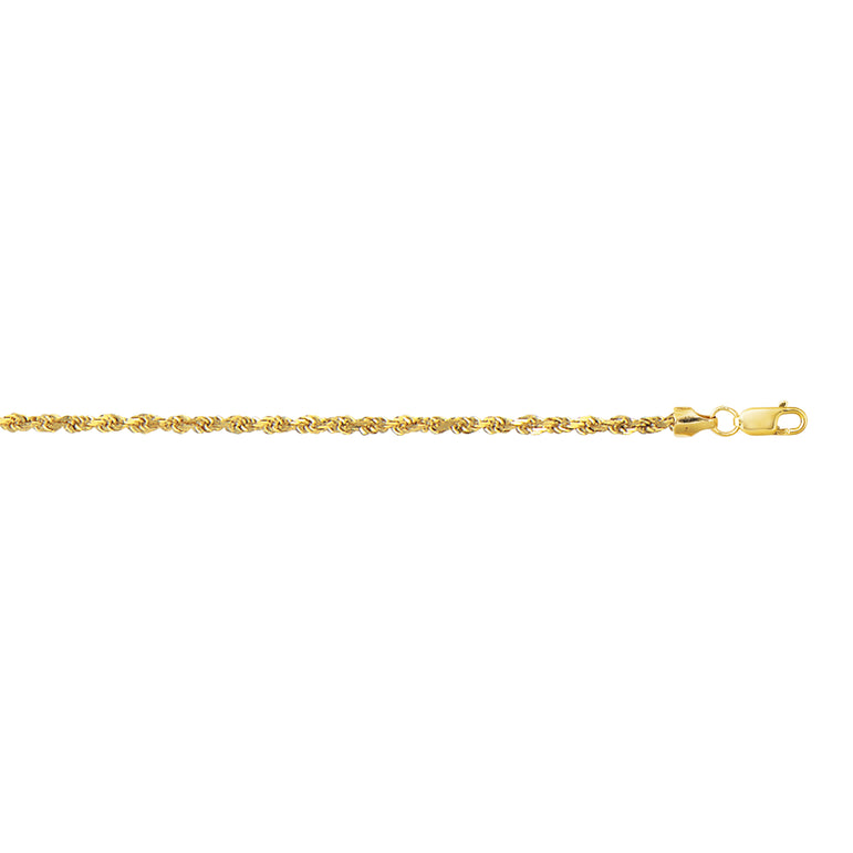 10K Gold 2.5mm Diamond Cut Lite Rope Chain -Yellow | Lobster