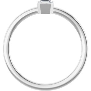 14K White 1/4 CT Natural Diamond Ring-Asscher-3.5 X 3.5 Mm