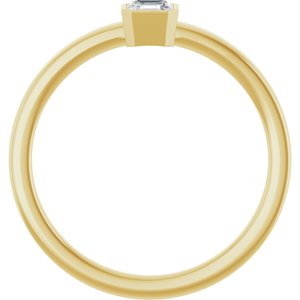 14K Yellow 1/4 CT Natural Diamond Ring-Asscher-3.5 X 3.5 Mm