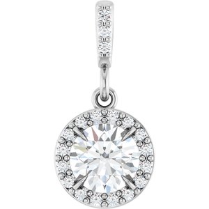 14K White 1/2 CTW Lab-Grown Diamond Halo-Style Pendant-Lab-Grown Diamond-5.2Mm :: 1/2 Ctw