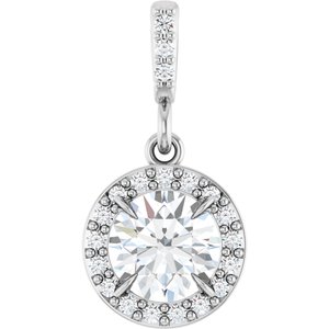 14K White 5/8 CTW Lab-Grown Diamond Halo-Style Pendant-Lab-Grown Diamond-5.5Mm :: 5/8 Ctw