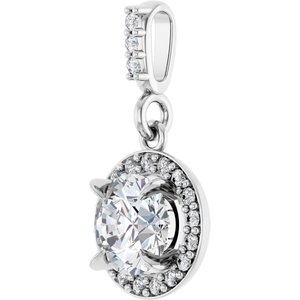 14K White 5/8 CTW Lab-Grown Diamond Halo-Style Pendant-Lab-Grown Diamond-5.5Mm :: 5/8 Ctw