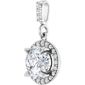 14K White 1 1/8 CTW Lab-Grown Diamond Halo-Style Pendant-Lab-Grown Diamond-6.5Mm :: 1 1/8 Ctw