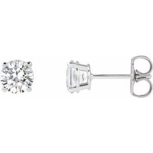 14K White 1 CTW Natural Diamond Earrings-Pair-5Mm :: 1 Ctw
