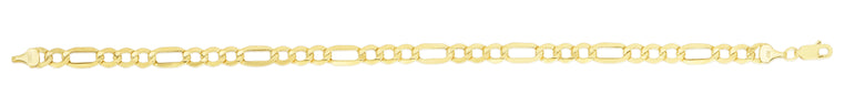 10K Gold 5.6mm Lite Figaro Chain-Yellow | Lobster
