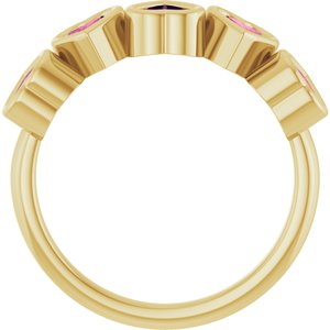 14K Yellow Natural Pink Tourmaline Ring-Heart-4 X 4 Mm