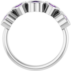 Sterling Silver Natural Amethyst Ring-Heart-4 X 4 Mm