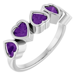 Sterling Silver Natural Amethyst Ring-Heart-4 X 4 Mm