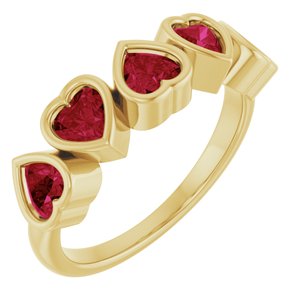 14K Yellow Natural Mozambique Garnet Ring-Heart-4 X 4 Mm