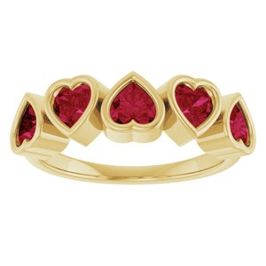 14K Yellow Natural Mozambique Garnet Ring-Heart-4 X 4 Mm