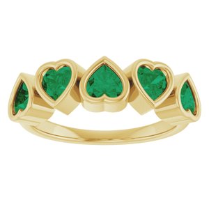 14K Yellow Lab-Grown Emerald Ring-Heart-4 X 4 Mm